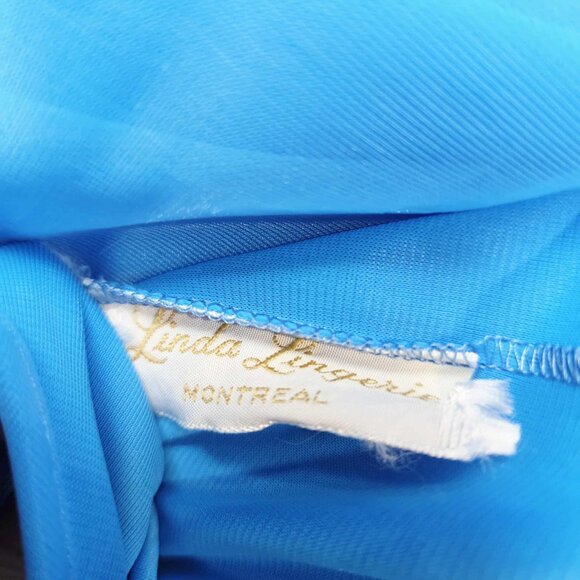 Vintage Linda Lingeries Déshabillé Set – Peacock Blue Nightgown & Robe – XS - Picture 12 of 16